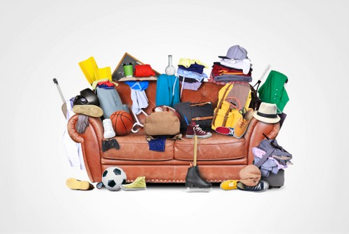 Stylish living room setup ready for furniture disposal